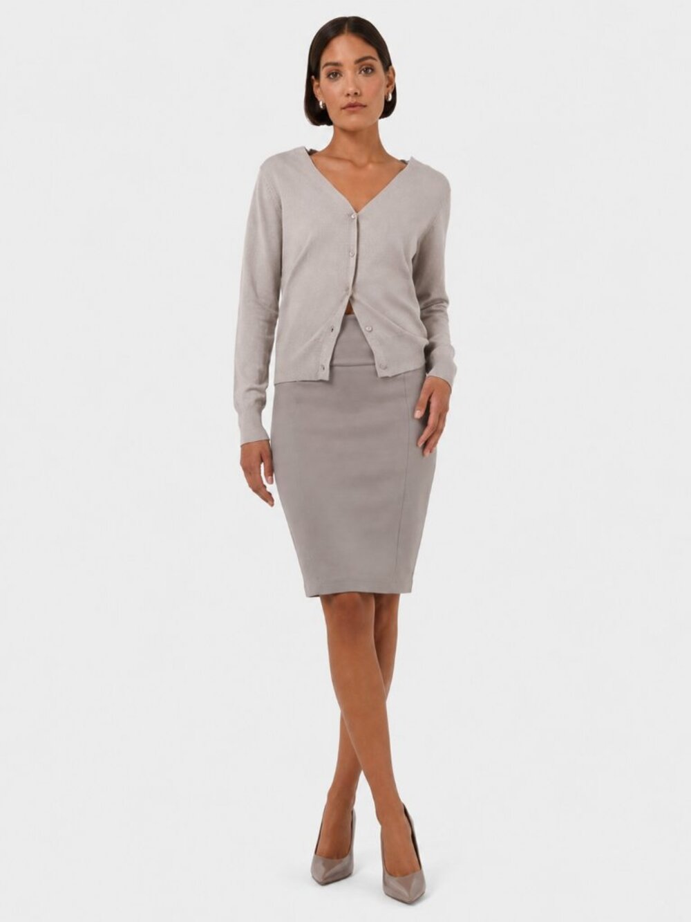 Forcast Lauren Pencil Skirt in Stone